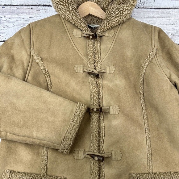 LL Bean Hooded Coat Sherpa Lined Toggle Closure Womens Size Medium Brown 0 GHP5 - Picture 2 of 13